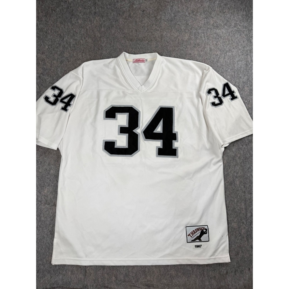 Authentic Football Jersey Mens 54 White Polyester 1987 Bo Jackson 34 Throwback